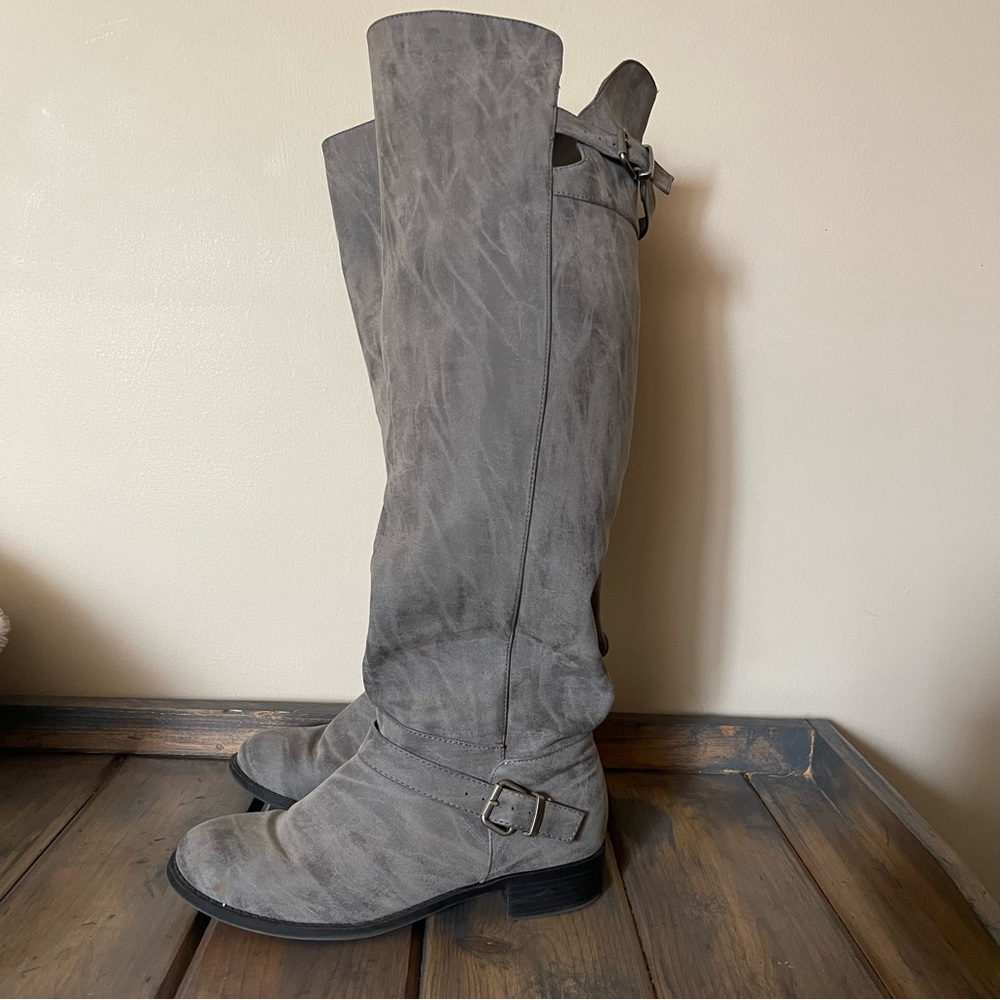 Torrid Gray Faux Leather Over The Knee Boot size 8W